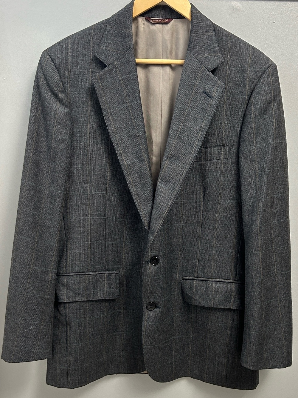 Cricketeer Men's Windowpane Plaid Blazer Sport Coat Jacket USA Union Made